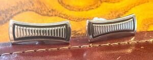VTG Anson Cufflinks Silver Tone and Black, Etching
